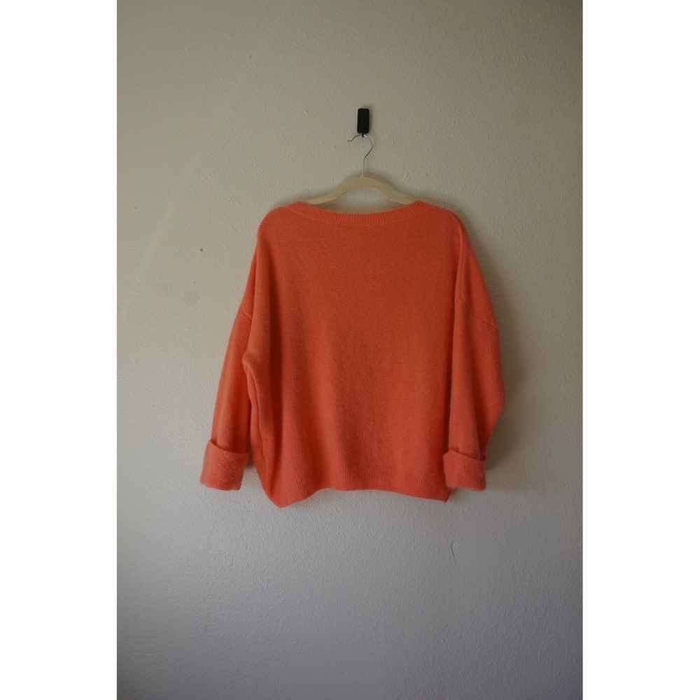 Made in Italy Sweater Baby Alpaca Blend Oversized Cozycore Coral Orange OS - Picture 6 of 6